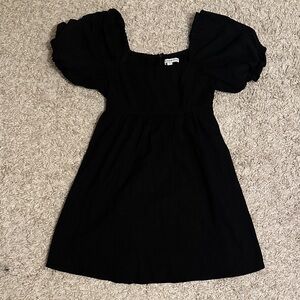 Charming Black Puff Sleeve Kids Dress